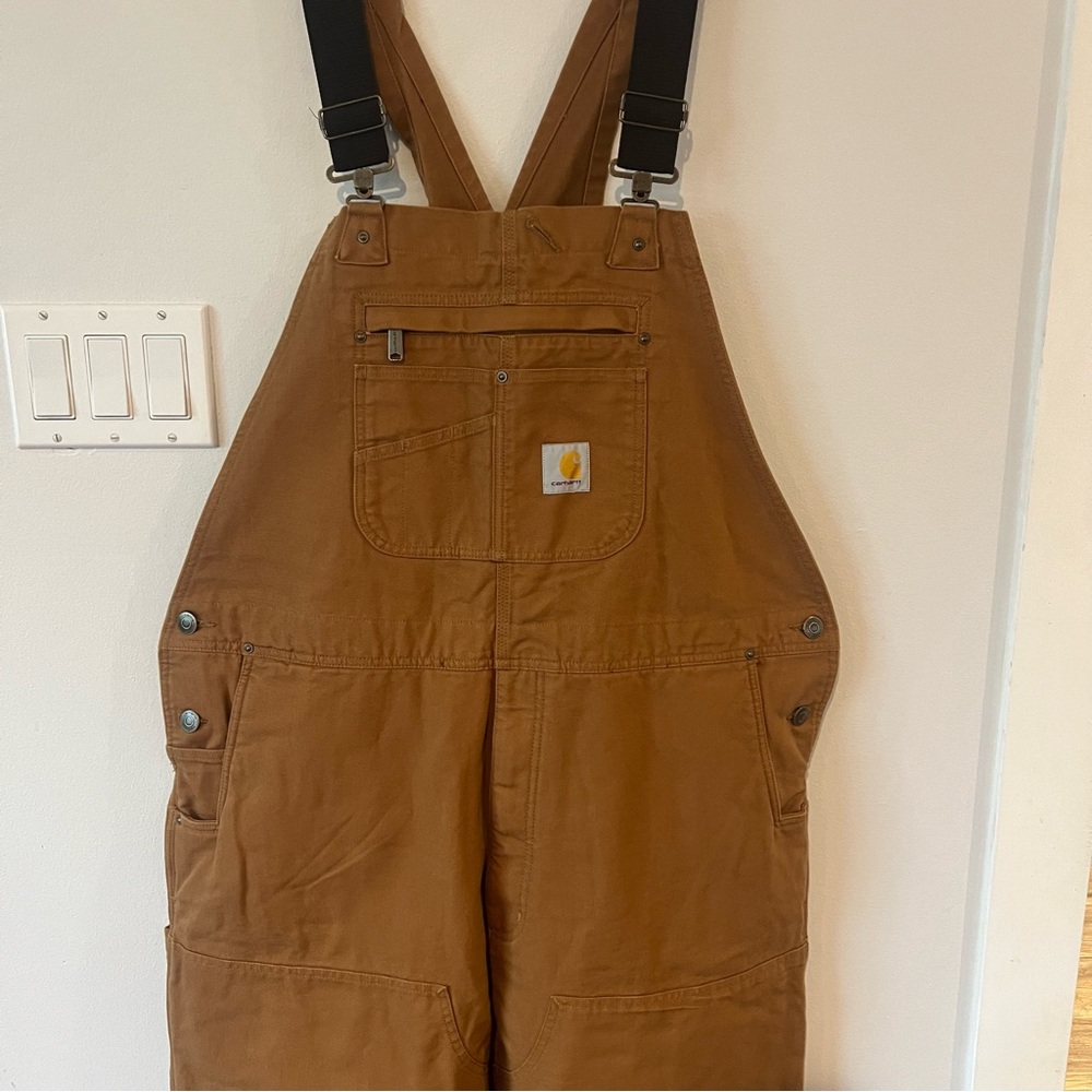 Carhartt Mens Washed Duck Insulated Bib Overalls XL X Large Regular Loose Fit